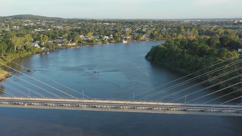 Aerial view of Brisbane River, Fairfield