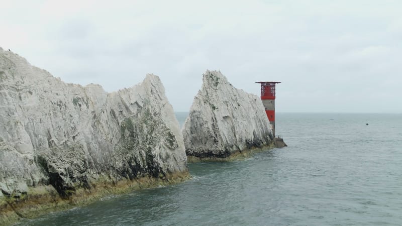 The Isle of Wight Needles a Natural Chalk Coastal Feature with a Lighthouse