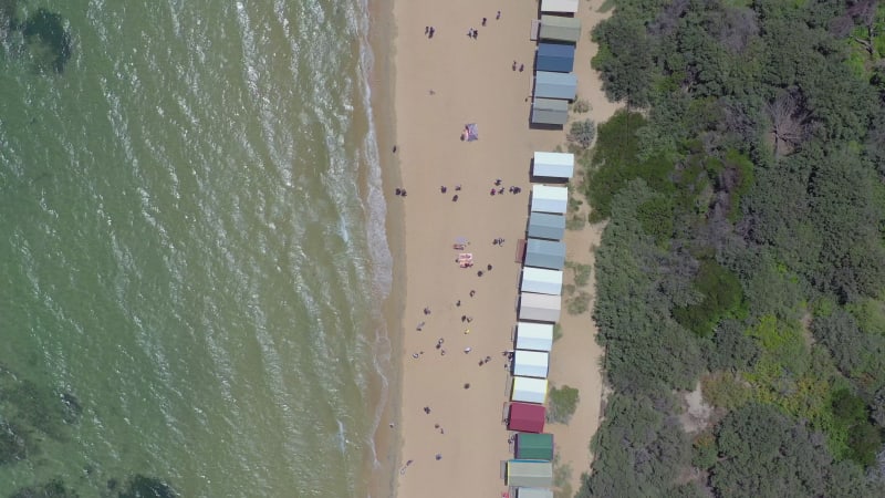 Bird's Eye View of the Dendy Street Beach Huts in Brighton Melbourne