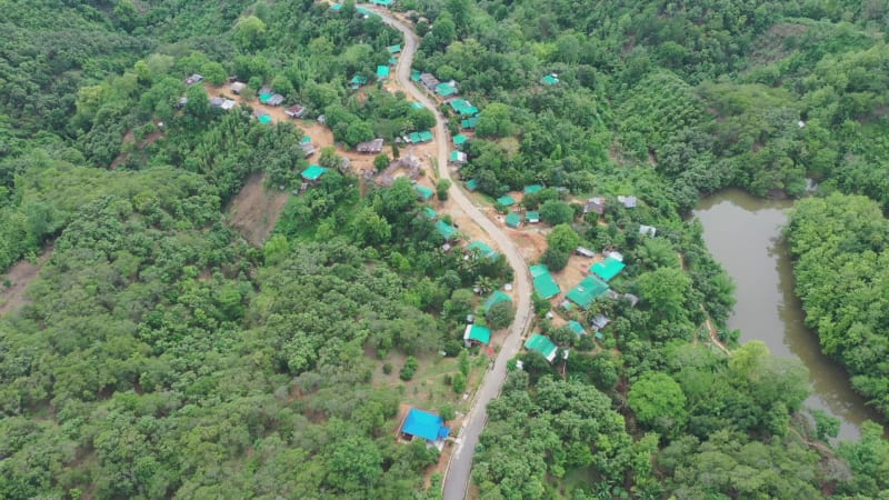 Aerial view of Lushai, an heritage small village in Sajek Valley, Bangladesh.