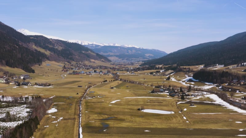 Melting snow of spring in Austrian alpine mountains