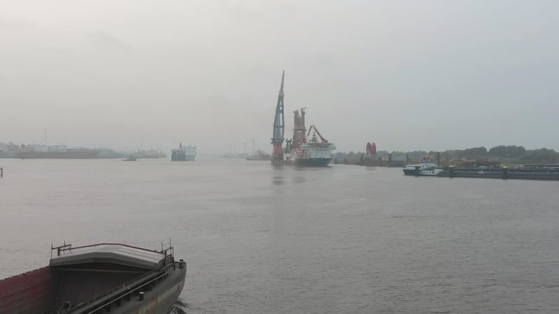 Aerial View of a Bulk Carrier Ship Used for Moving Silt and Sand in Rotterdam