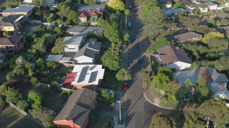 Houses in Suburban Australia Aerial View of Typical Streets and Housing