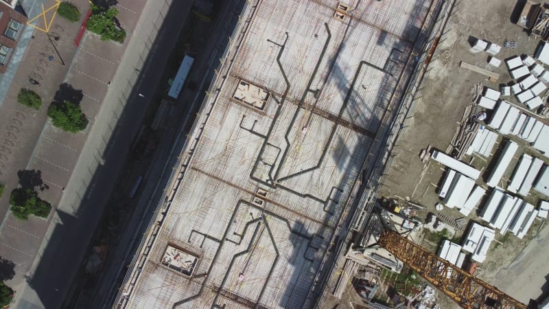 Unique Top Down View of Construction Site in Utrecht, Netherlands