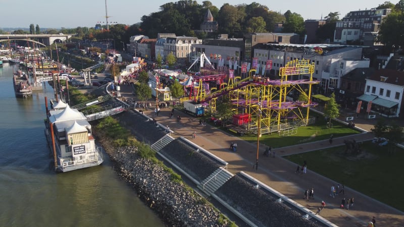 People enjoying rides at the Kermis Nijmegen in Gelderland Province, the Netherlands.