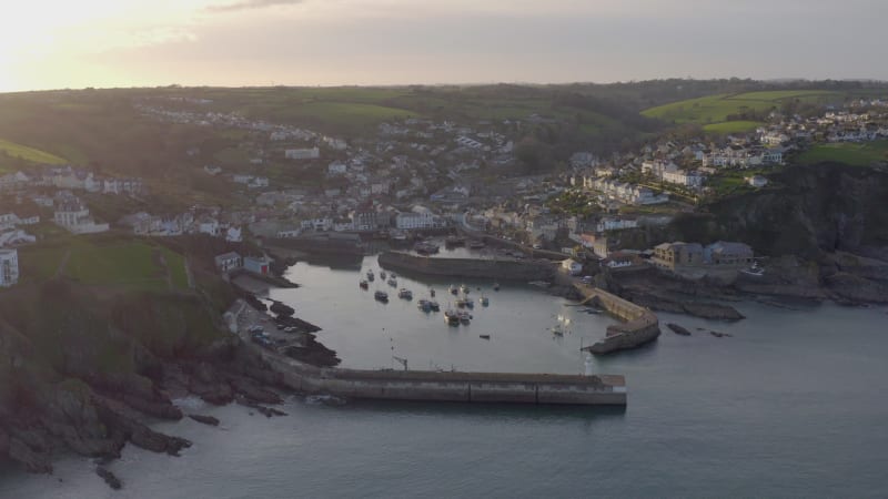 Mevagissey Harbour in Cornwall UK, A Picturesque Seaside Town From the Air