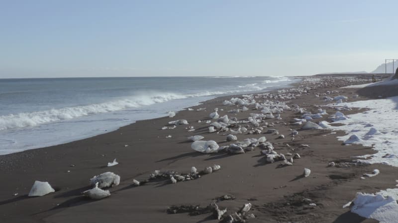 Diamond Beach at Glacier Lagoon in Iceland a Black Sand Beach with Scattered Ice