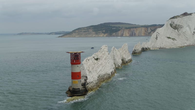 The Isle of Wight Needles a Natural Chalk Coastal Feature with a Lighthouse