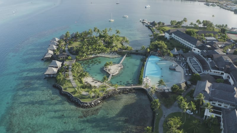 Aerial view of Tahiti Intercontinental hotel and resort.