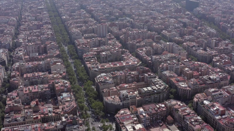 The City Blocks of Barcelona in Spain During the Summer