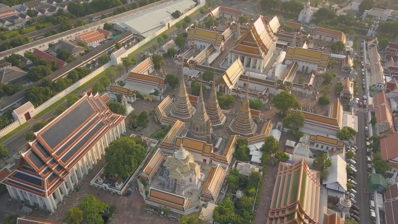 Aerial view of Reclining Buddha, Phra Nakhon, Bangkok