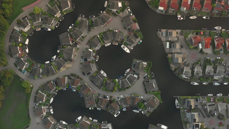 Bird's Eye View of the Lemmer Marina Unusual Cogs and Geometric Shapes