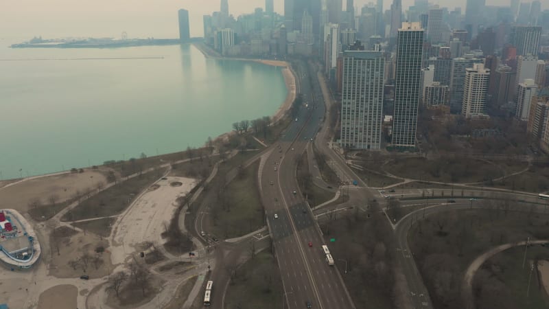 Aerial view of empty streets due to the corona virus pandemic.