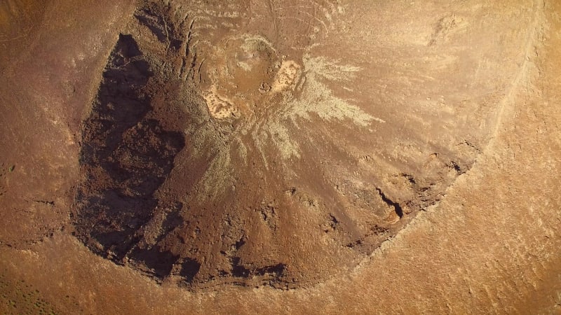 Aerial view of the volcano crater in Caldera de Gairía.