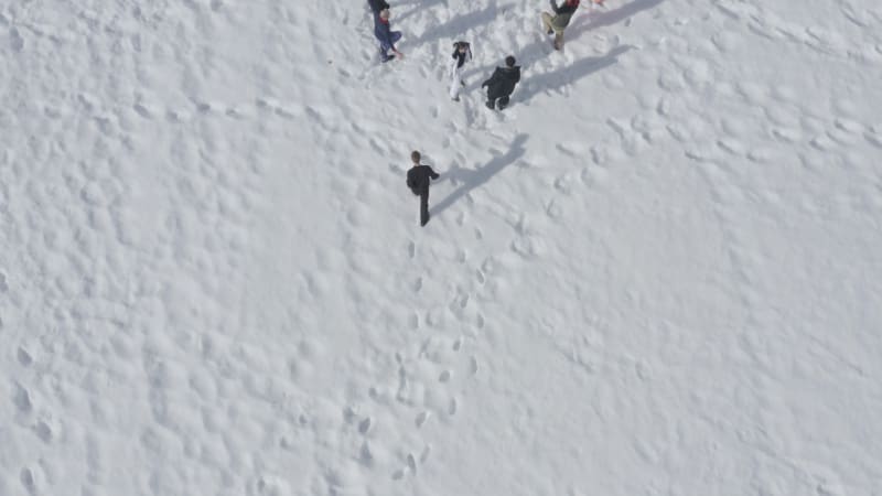 Topdown View Of People In The Snow