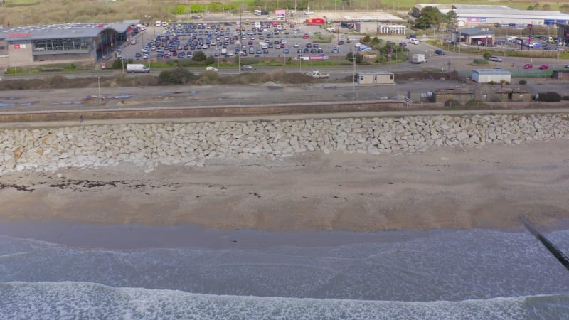 Sea Defences Along a Beach Aerial View