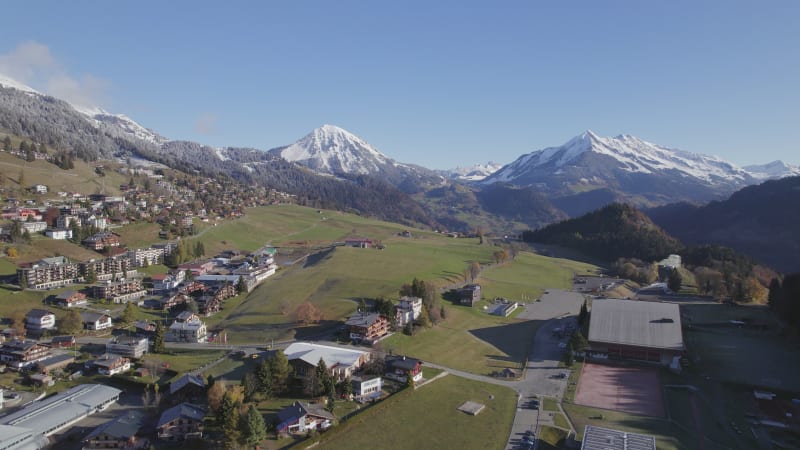 Aerial Views of the Municipality of Leysin in Aigle Switzerland