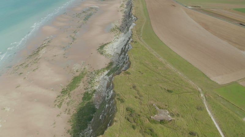 High Elevated View of rural Cliff in France, Aerial Crane Move