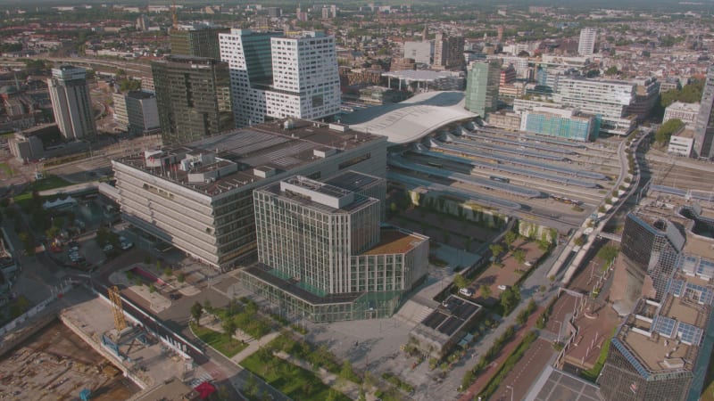 Aereal Pan Shot of Utrecht Centraal Railway Station, the Netherlands