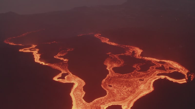 Aerial view of Volcan Cumbre Vieja, La Palma, Canary Islands, Spain.