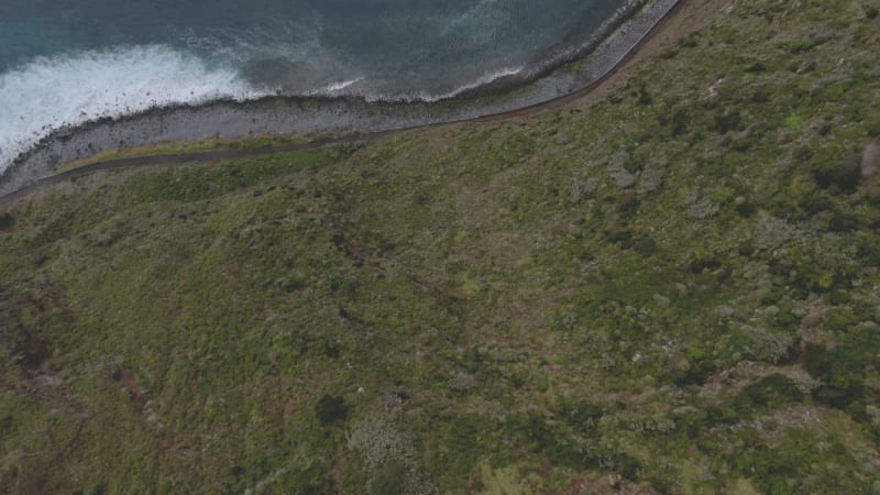 Aerial view of the north coast of Madeira island, Portugal.