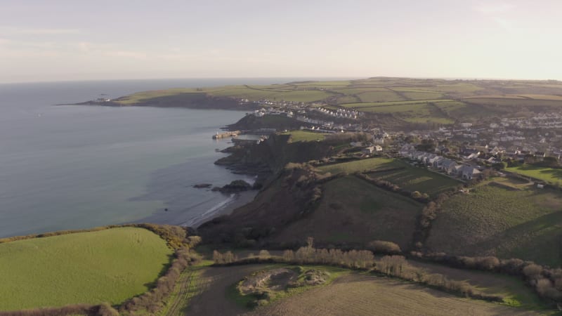 The Coastline of Cornwall at Sunset Aerial View