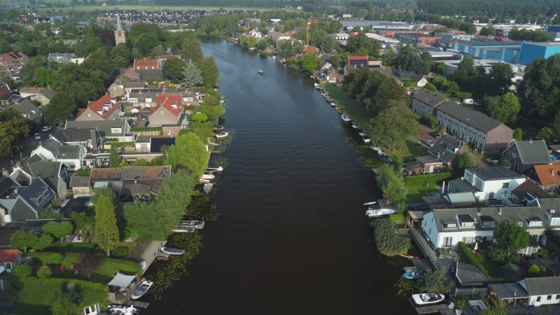 A water canal in Alblasserdam, South Holland province, the Netherlands.