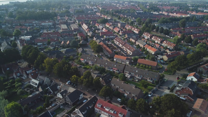 A suburban residential area in Alblasserdam, South Holland province, the Netherlands.