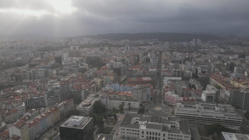 Aerial view of Alameda residential district in Lisbon downtown, Portugal.