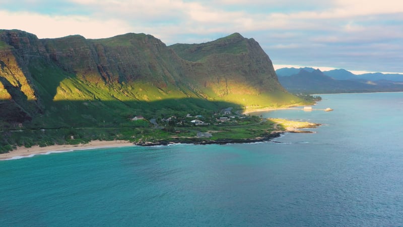 Aerial View of Makapu u Point, Oahu, Hawaii.