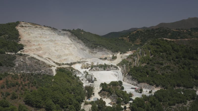 Aerial view of quarry digging.