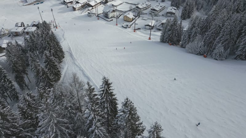 Aerial View of Skiers on A Slope in Flachau, Austria