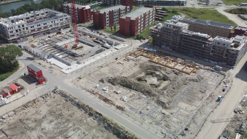 Top view of empty construction site in Leidsche Rijn, Utrecht, the Netherlands.