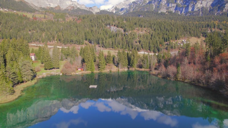 Crestasee Lake in Switzerland During The Early Morning