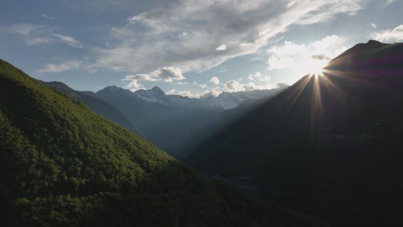 Aerial Overview of Villadossola, Domodossola, and Simplon Pass