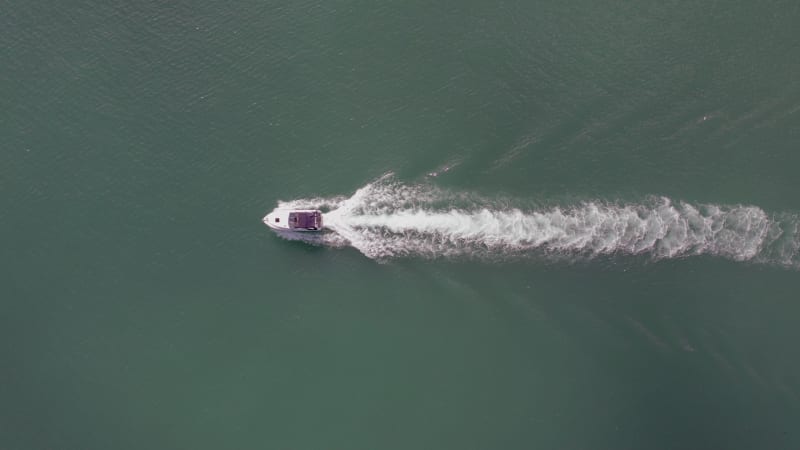 Bird's Eye View of a Speedboat at Sea