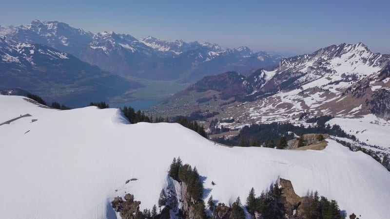 Aerial View of Snowy Mountain in St. Gallen.