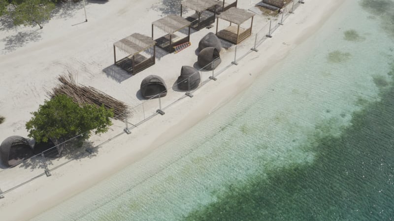 Aerial shot captured a closed beach resort in Curacao, which was shut down due to the COVID-19 pandemic.