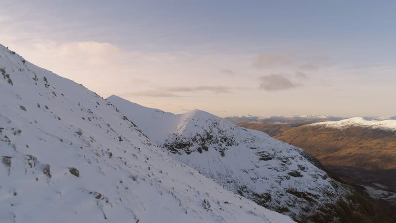 Snowy Mountain Aerial View in the Winter