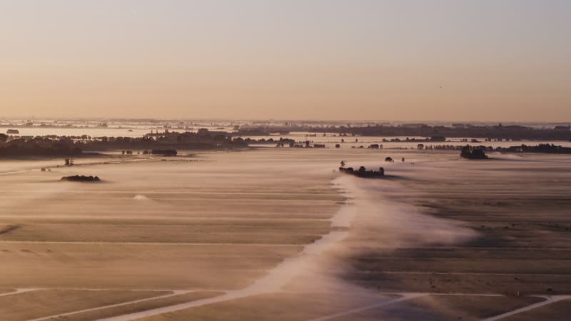 Haastrecht, Netherlands Aerial View during Golden Hour