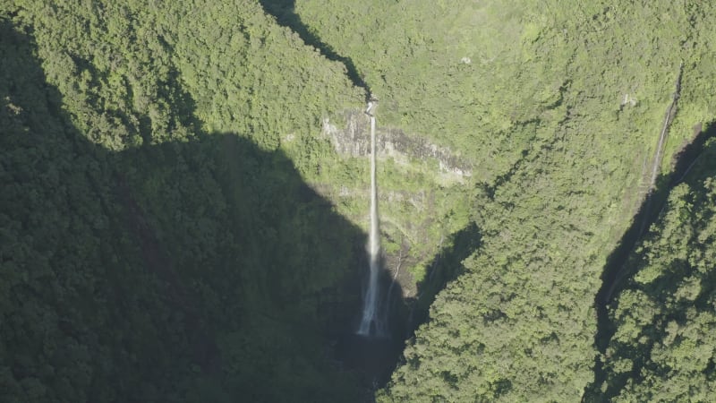 Aerial view of Cascade de La Grande Ravine, Reunion.