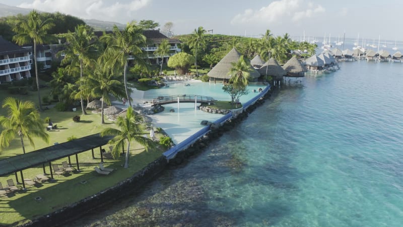 Aerial view of Tahiti Intercontinental hotel and resort.