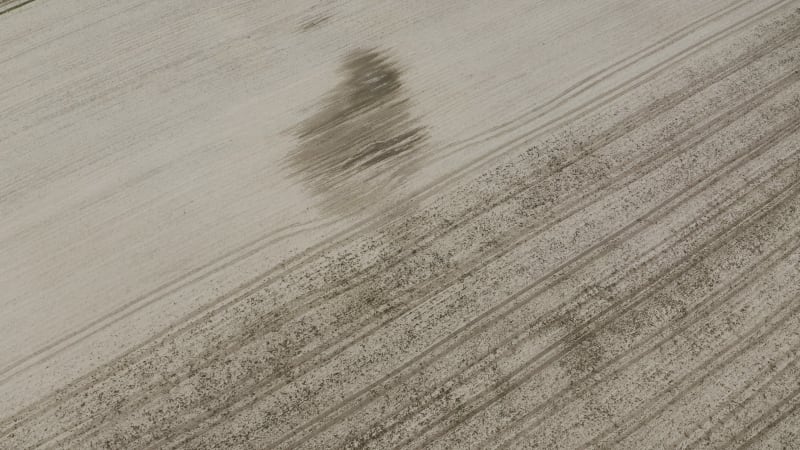 Dry farm field with lines and patterns