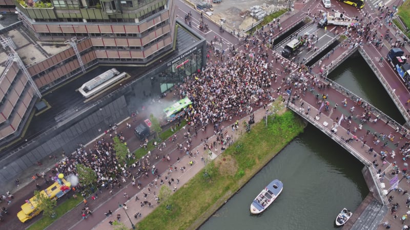 Protesters Marching Down A Street During Unmute Us Campaign In Utrecht, Netherlands.