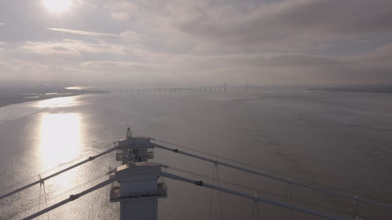 The Severn Bridge and Sister Crossing in the Distance Aerial View