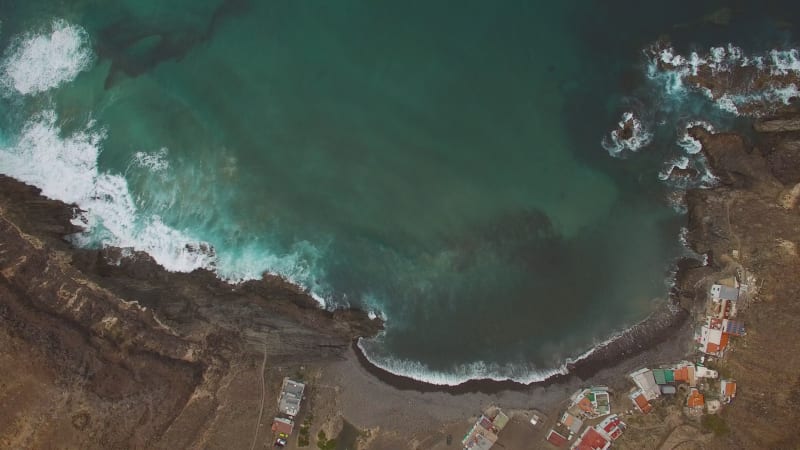 Aerial view of village Puertito de Molinos and hidden beach.