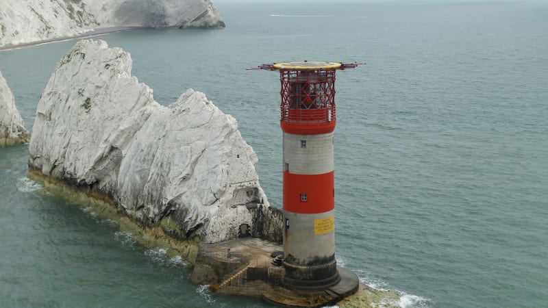 Lighthouse Sat at the End of The Needles a Natural Chalk Coastal Feature