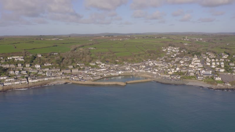 Mousehole Village and Port in Cornwall UK Aerial