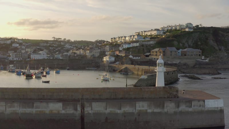 Mevagissey Harbour in Cornwall at Sunset