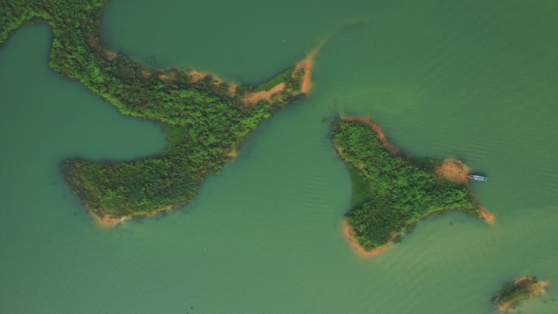 Aerial view of Madhabpur Lake from top, Bangladesh.